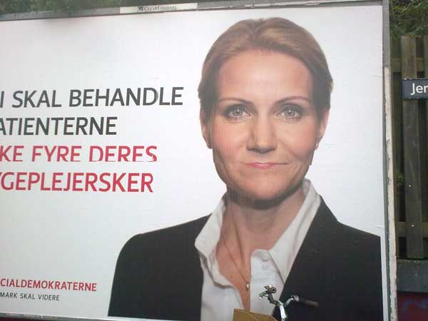 Helle Thorning, ansigtsudtryk, plakat